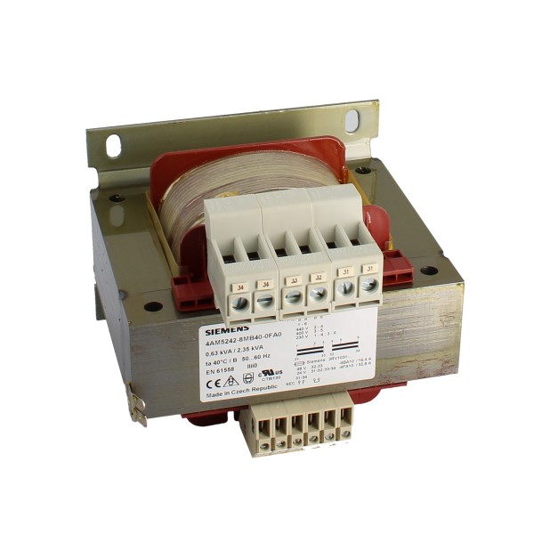 Siemens 4am52428mb400fa0 transformer 630va, in 230-440v, out 24-48v